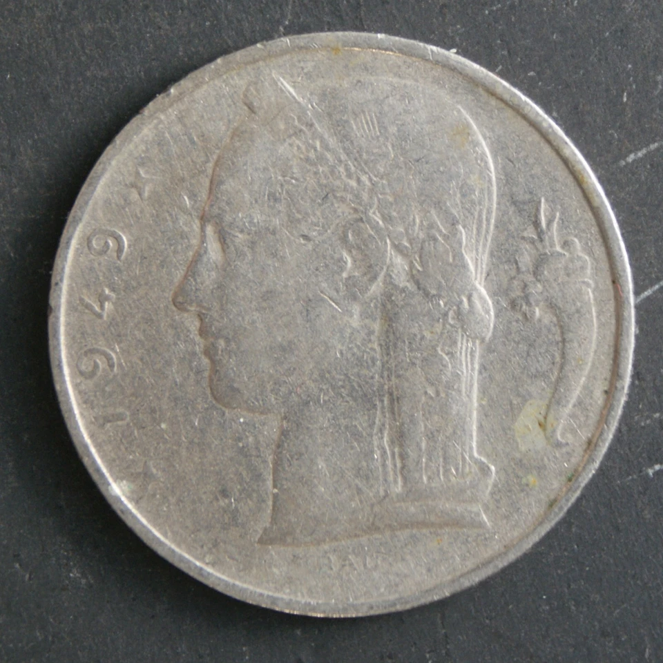 1949 5 Belgian Franc Coin Belgium French Text KM# 134