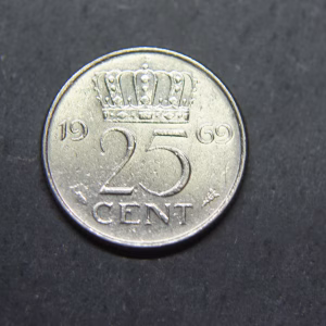 1969 25 Cent Coin Netherlands Juliana