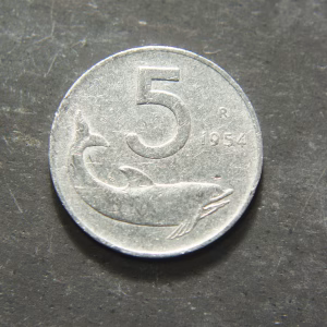 1954 5 Lire Coin Italy