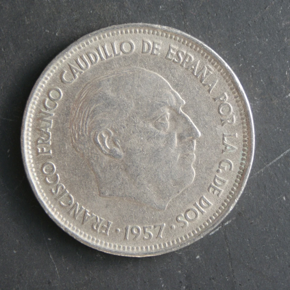 1957 25 Pesetas Coin Spain Franco (58 on star)