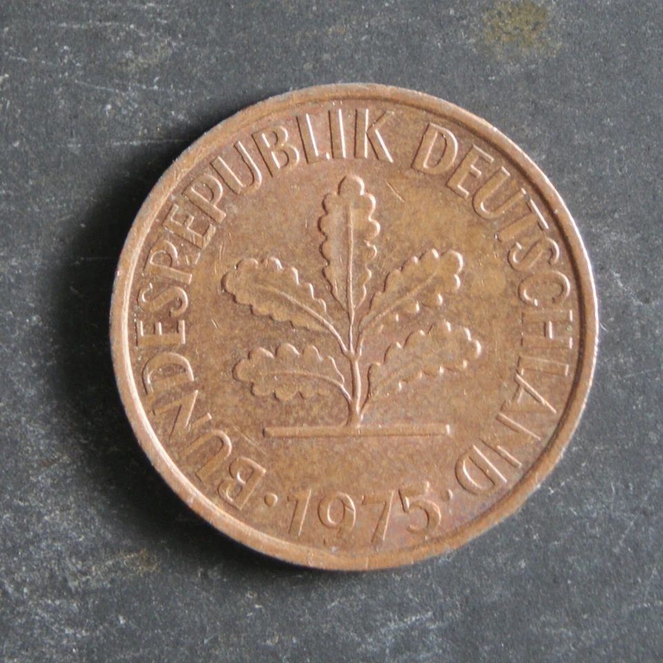 1975F 2 Pfennigs Coin (Stuttgart Mintmark)