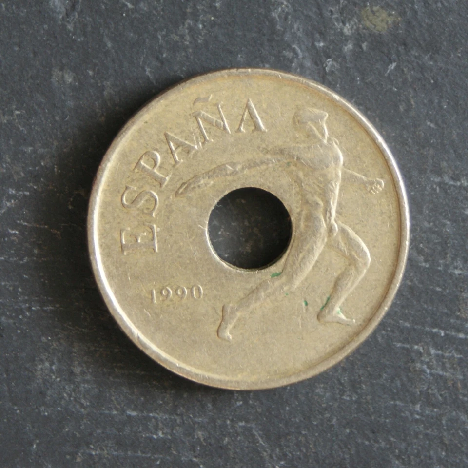 1990 25 Pesetas Coin (Discus Thrower) Spain
